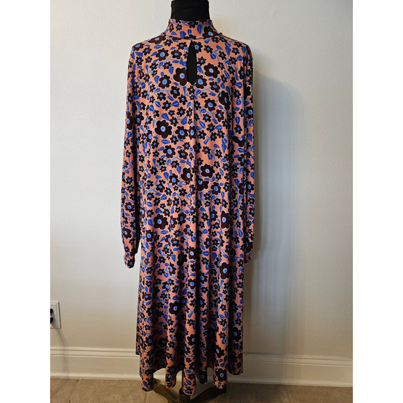 EUC ELOQUII Women's Floral Mock Neck Jersey Midi L/S Stretch Dress 22 - Picture 2 of 12